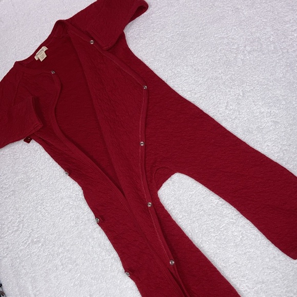 Burts bees organic cotton red full side snap long sleeve jumpsuit 12m - Picture 9 of 9